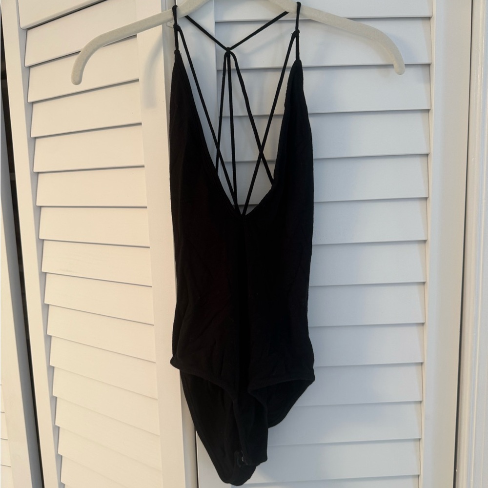 Black Strappy Women's Bodysuit